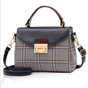 Plaid Crossbody Bags Small Messenger Bag Leather